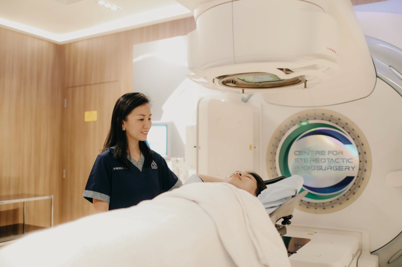 Volumetric arc therapy being delivered on a linear accelerator